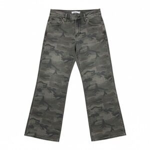 Refrain Los Angeles NWT Wide Leg Jeans Size 5/27 Camo Print Luxe Denim